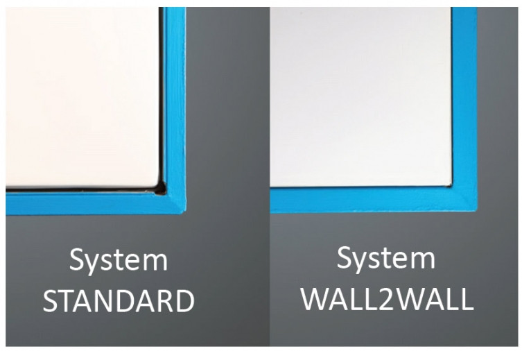 Sufit napinany - system wall4wall, a system standard - porównanie